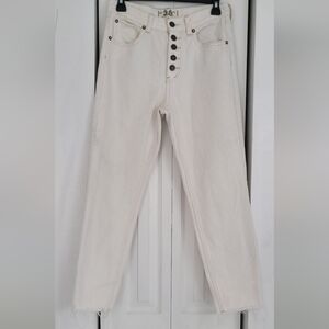 Free People Cream High-Waisted Jeans